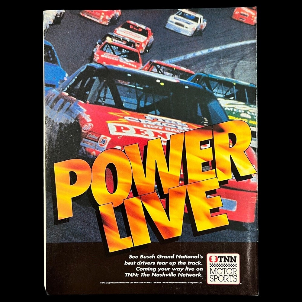 1992 TNN: THE NASHVILLE NETWORK Busch Grand National NASCAR Magazine Print Ad